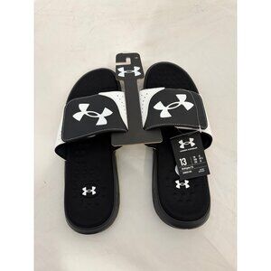 Under Armour UA M ignite pro slides black white mens shoes size 13 3026023 003